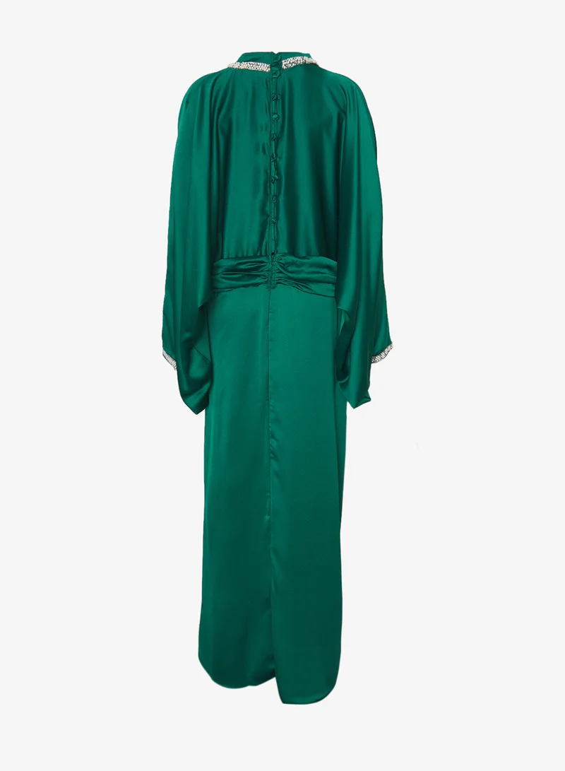 خزانة Plus size Draped Dress With Embellished Neckline
