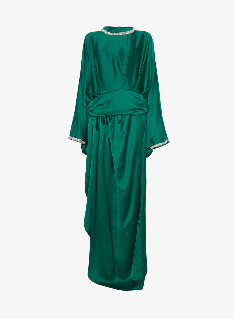 خزانة Plus size Draped Dress With Embellished Neckline