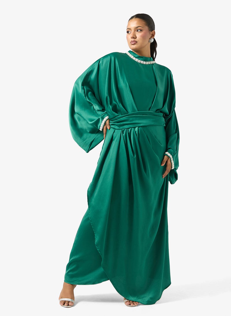 Khizana Plus size Draped Dress With Embellished Neckline - Image 4