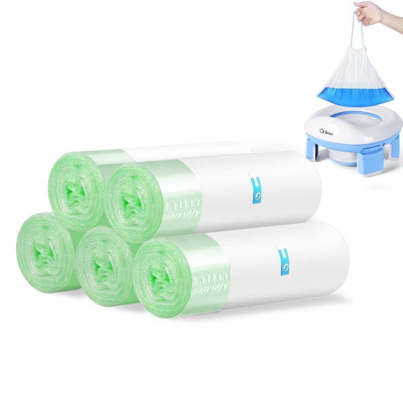 Orzbow Portable Potty Replacement Liners with Drawstring for Toddler Travel Toilet Chair Refill Bags Toddler Potty Training Essentials 100 Counts 95 x 126 - Image 2