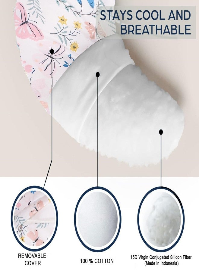 Windson Craft Baby Feeding Pillow with Detachable Cover, Safety Belt | Breastfeeding Pillow | Nursing Pillow (Butterfly Garden Pink) - Image 5