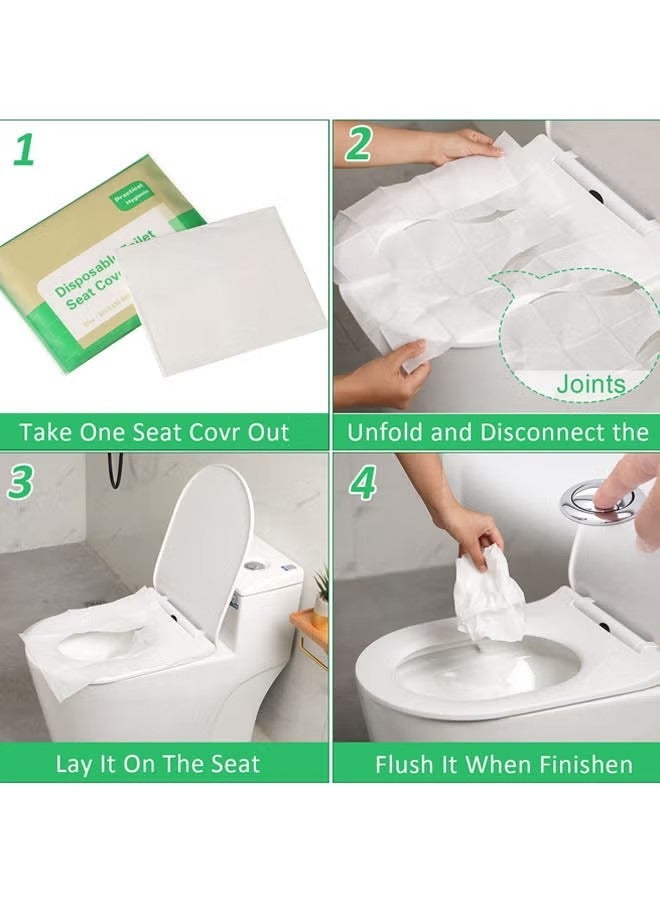 50 Pcs Toilet Seat Covers Disposable,Flushable Portable Travel Toilet Seat Paper Cover for Adults,Kids Potty Training,Travel,5 Individually Packing  - Image 5