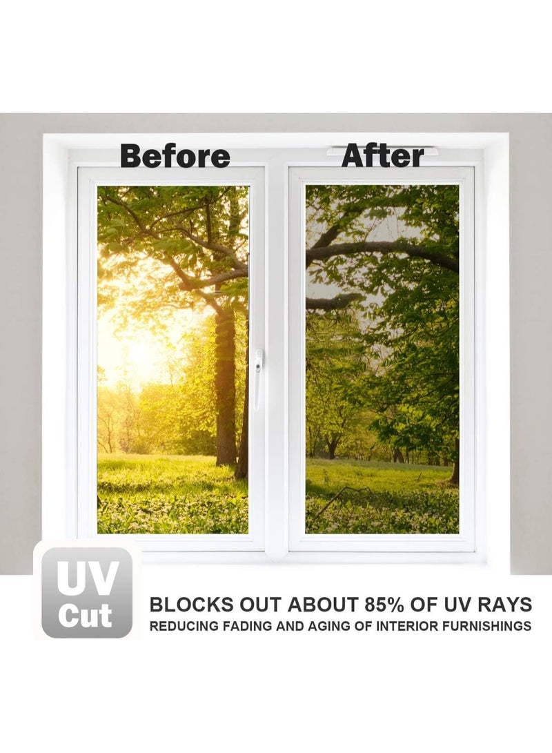 Window Film One Way Mirror Film Daytime Privacy Static Non-Adhesive Decorative Heat Control Anti UV Window Tint for Home and Office Silver 6 Mil 17.5 Inch x 6.5 Feet - Image 5