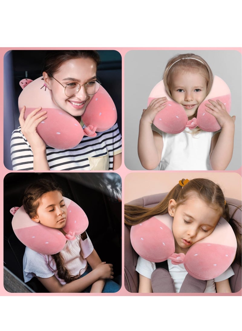 Excefore وسادة سفر للرقبة، وسادة سفر للأطفال من إسفنج ميموري فوم، وسادة سفر قابلة للإزالة للرقبة مع سحابات، وسادة دعم للذقن قابلة للتعديل بزاوية 360 درجة، وسادة سفر مريحة للأطفال البالغين للنوم - Image 4