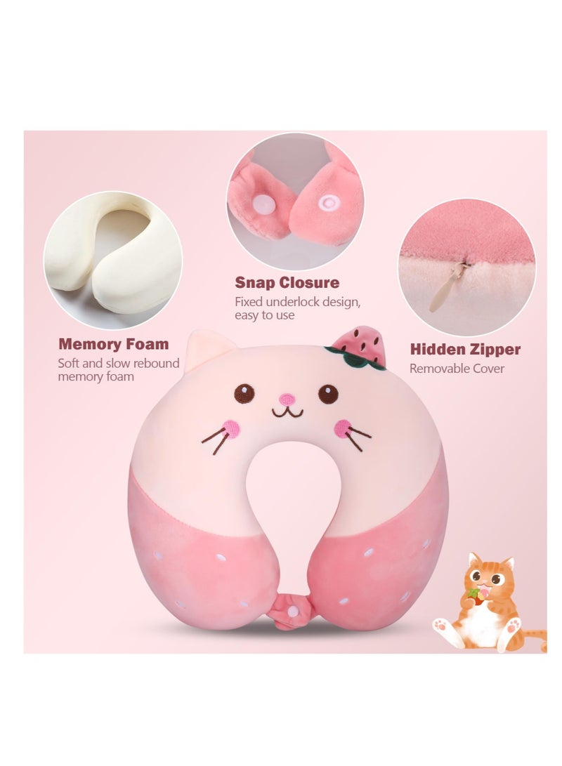 Excefore وسادة سفر للرقبة، وسادة سفر للأطفال من إسفنج ميموري فوم، وسادة سفر قابلة للإزالة للرقبة مع سحابات، وسادة دعم للذقن قابلة للتعديل بزاوية 360 درجة، وسادة سفر مريحة للأطفال البالغين للنوم - Image 2