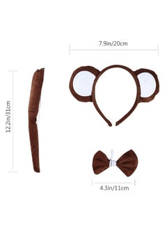 BinaryABC BinaryABC Halloween Monkey Cosplay Costume SetMonkey Ears Headband Bowtie and TailHalloween Costume AssesoriesBrown  - Image 5