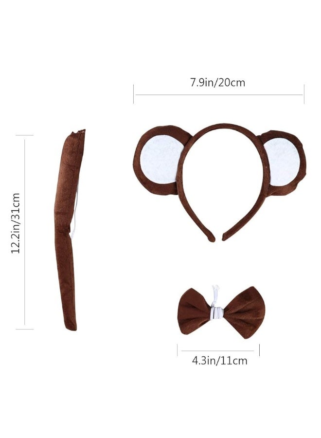 BinaryABC Halloween Monkey Cosplay Costume SetMonkey Ears Headband Bowtie and TailHalloween Costume AssesoriesBrown - Image 5