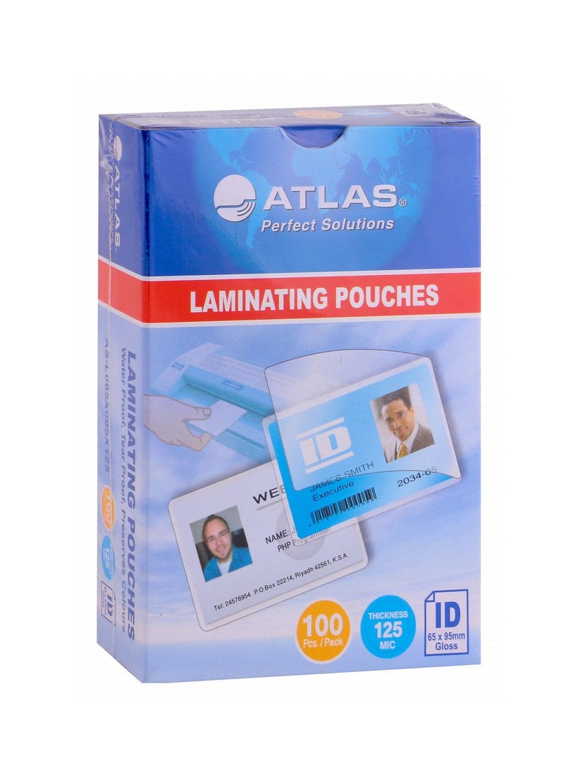 ATLAS 100 قطعة من أكياس الترقق مقاس 65 × 95 مم لبطاقات الهوية 