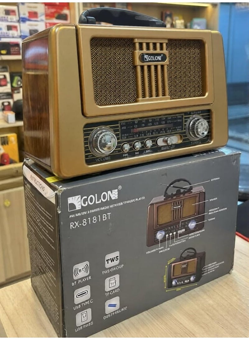 جولون راديو RX-8181BT و RX-8080BT، راديو محمول AM/FM/SW، بلوتوث، منفذ USB-C - Image 4