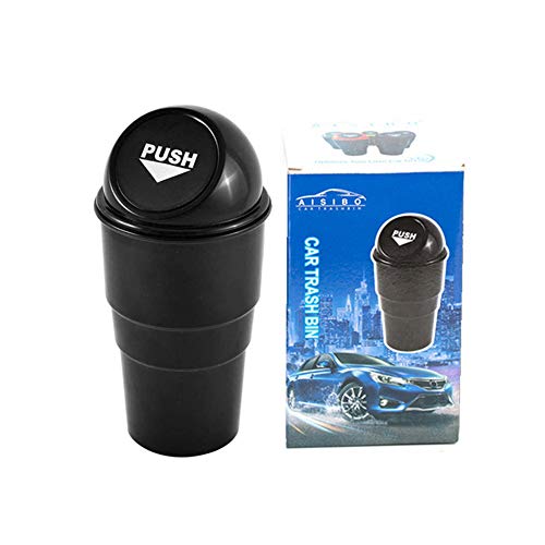 AISIBO Mini Auto Car Garbage Can Automotive Vehicle Rubbish Bins, Small Trash Can Cup Holder for Bedroom Office Desk Home (Black 1 Pack) - Image 1