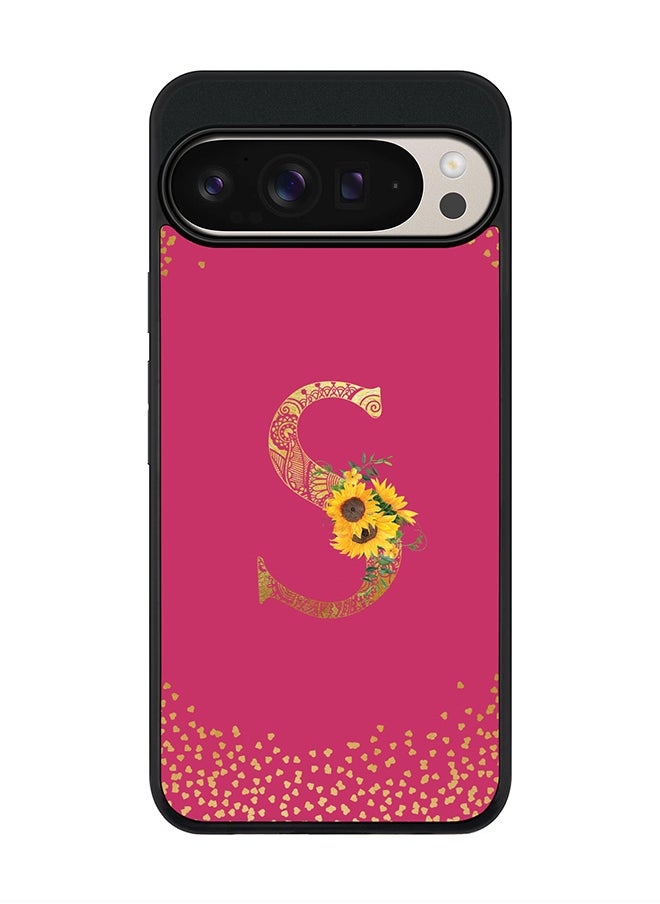 Stylizedd For Google Pixel 9 Pro XL Case,Slim fit Camera Protection, Shockproof Thin Phone cover - Custom Floral Monogram - S ( Deep Pink )  - Image 1