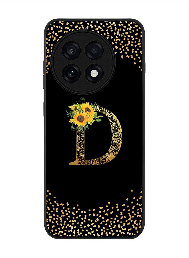 Stylizedd For OnePlus 13R / Ace 5 Pro Case,Slim fit Camera Protection, Shockproof Thin Phone cover  - Custom Floral Monogram - D ( Black )