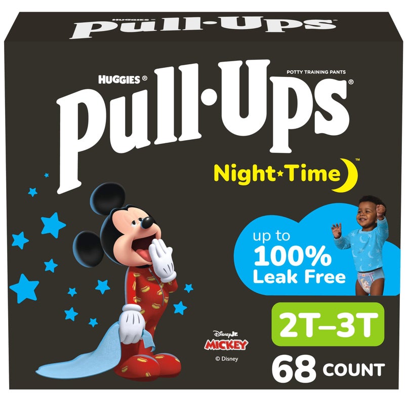 Pull-Ups Boys' Night-Time Potty Training Pants, Size 2T-3T Overnight Training Underwear (16-34 lbs), 68 Ct - Image 1