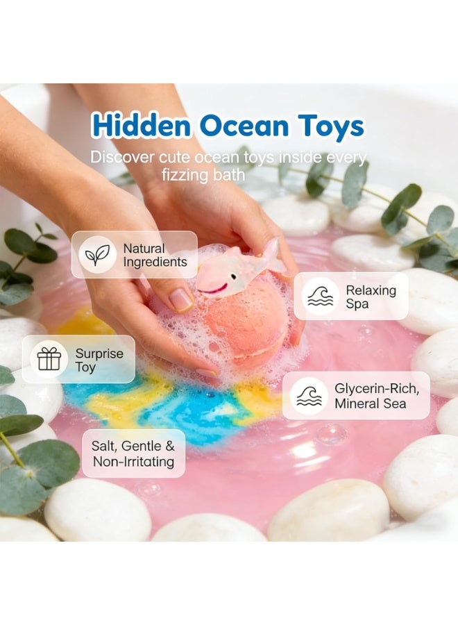 Bath Kids Bath Bombs, 12Pcs/Set Bath Bombs with Toys Inside, 2 Inch Children Ball with Cute Animal Toys, Colorful Bubble Bathroom Supplies, Green - Image 5