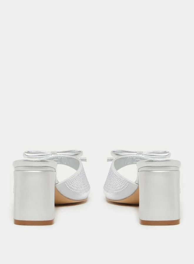 ستايلي Embellished Bow Block Heel Sandals