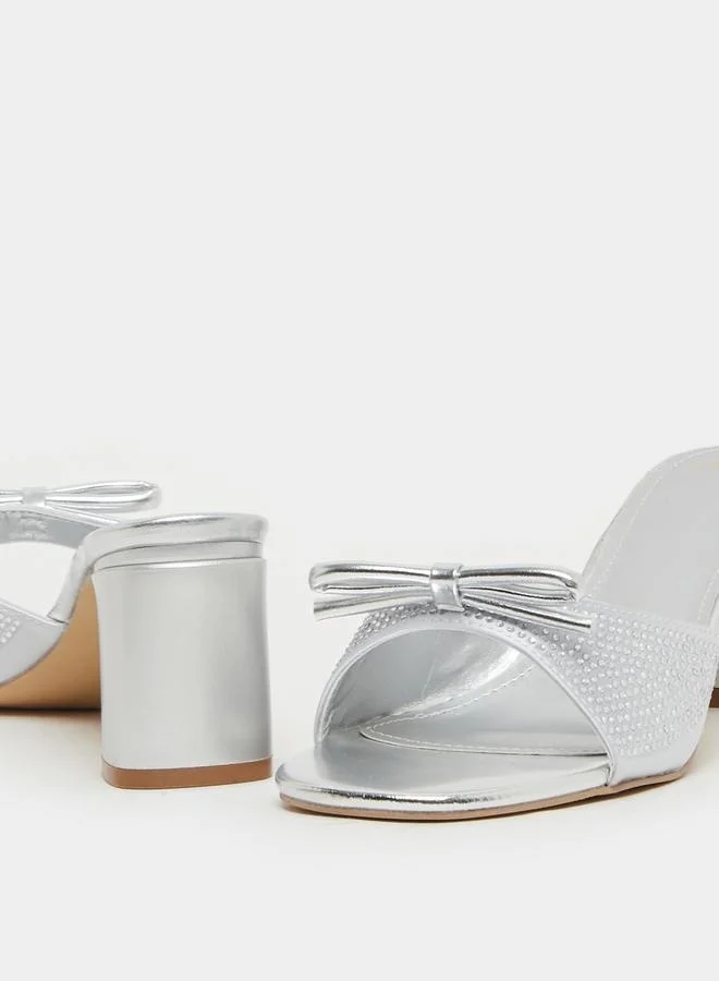ستايلي Embellished Bow Block Heel Sandals