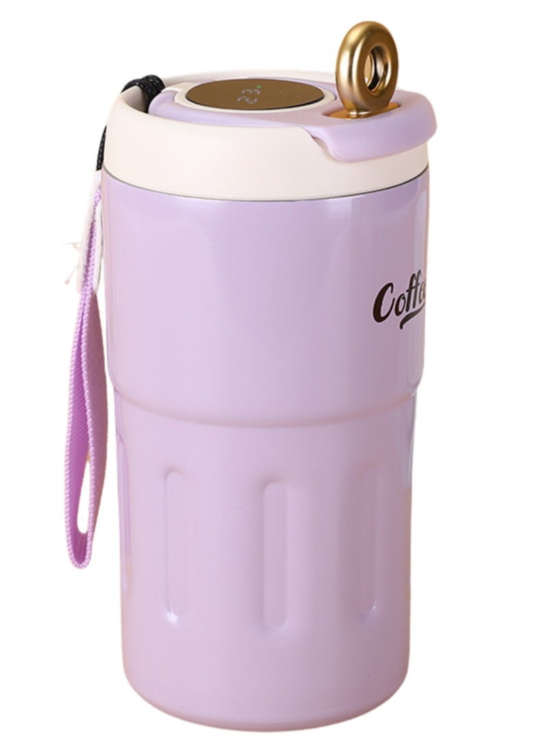 تويسو ترمس قهوة Twisoo مع شاشة ذكية لدرجة الحرارة، كوب سفر 500 مل من الفولاذ المقاوم للصدأ مانع للتسرب، ساخن وبارد، أرجواني - Image 1