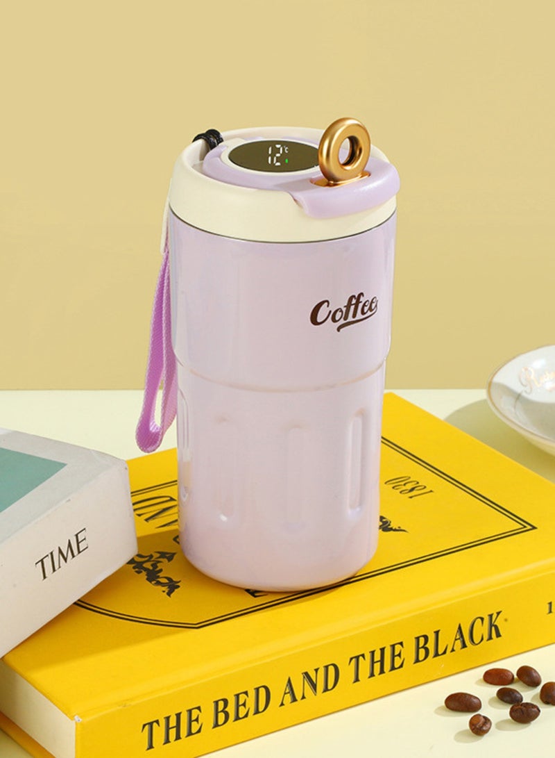 تويسو ترمس قهوة Twisoo مع شاشة ذكية لدرجة الحرارة، كوب سفر 500 مل من الفولاذ المقاوم للصدأ مانع للتسرب، ساخن وبارد، أرجواني - Image 2