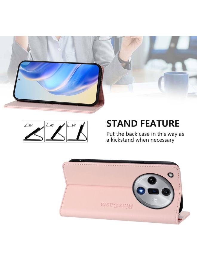 S-TOP Case For OPPO Find X7 RC01 Dual-Folded Magnetic Suction RFID Leather Phone Case - Image 4