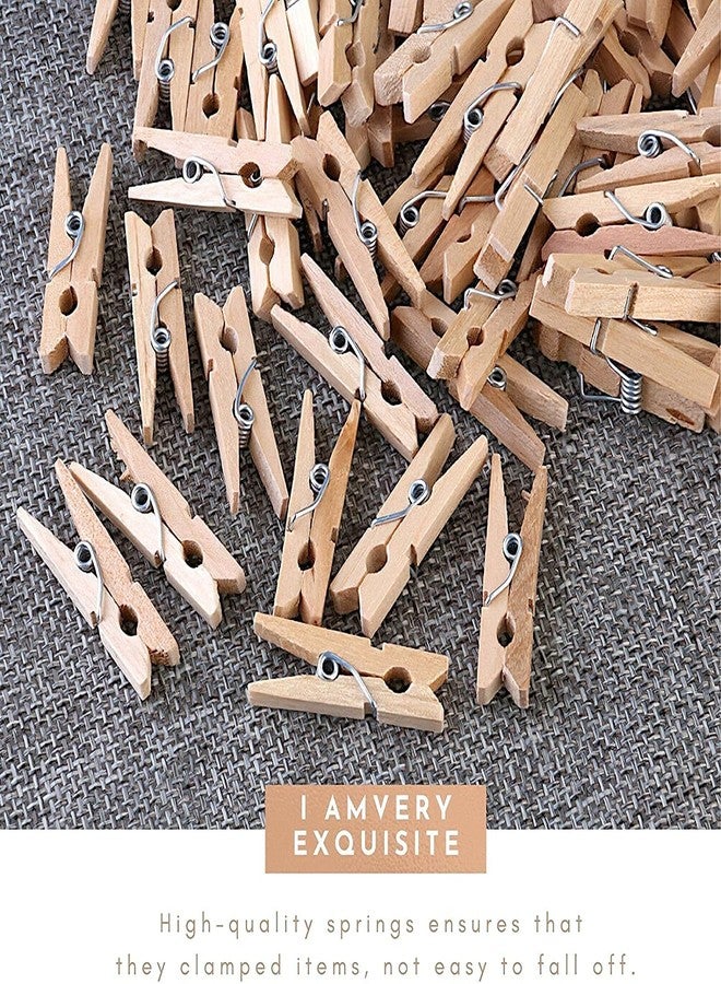 ikis - Mini Clothespins, Mini Clothes Pins for Photo Natural Wooden Small Picture Clips for Crafts 1 Inch 100 PCS Tiny Pegs/Wood Clips for Wall Hanging Pictures - Image 4