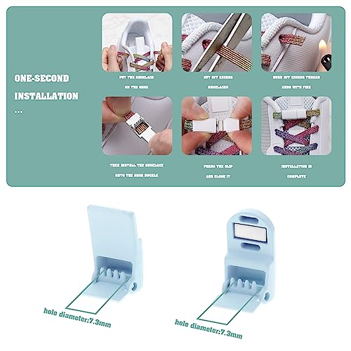 LT Easiyl 2 Pairs Tieless Shoelace Buckle Magnetic Quick Release Clasp No Tie Lazy Shoelace Lock fits Sneakers Canvas Casual Shoes Boots, Blue - Image 5