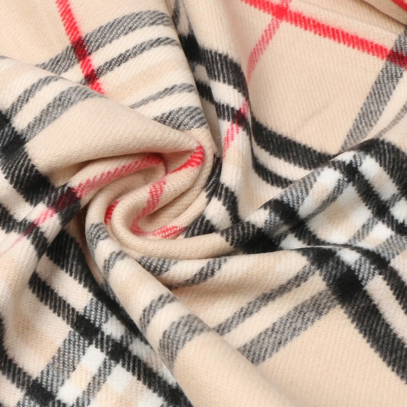 TZ Promise Men Women Tartan Plaid Cashmere Feel Classic Soft Warm Winter Scarf For Cold Weather (Beige) - Image 5