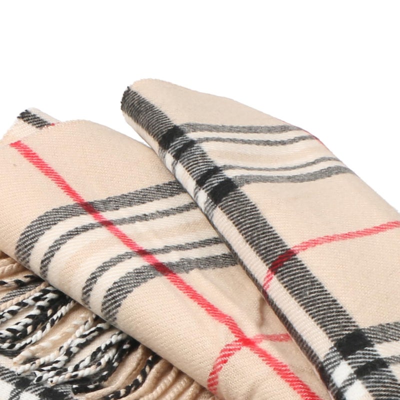 TZ Promise Men Women Tartan Plaid Cashmere Feel Classic Soft Warm Winter Scarf For Cold Weather (Beige) - Image 4
