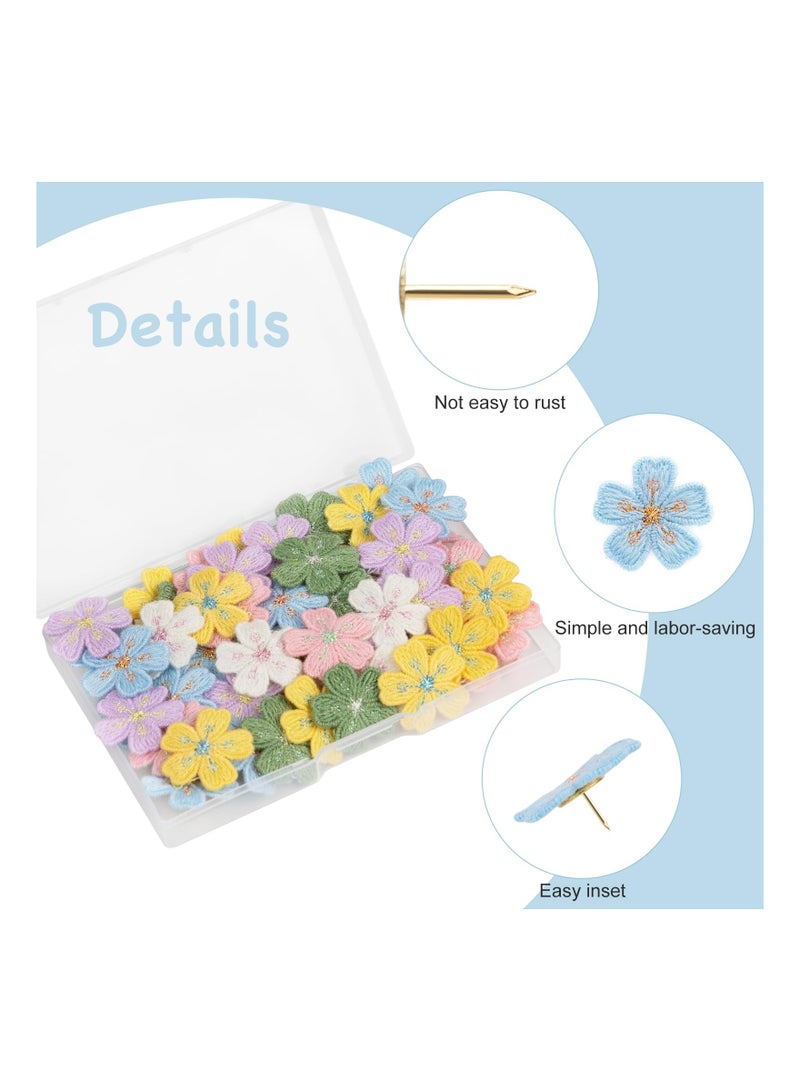 SOLARAE 60Pcs Colorful Flower Push Pins, Tulip Decorative Pushpins Cork Board Thumbtacks, Cute Fun Thumb Tacks for Photo Wall, Feature Wall,Map, Bulletin Board, Whiteboard, Office or Home - Image 3