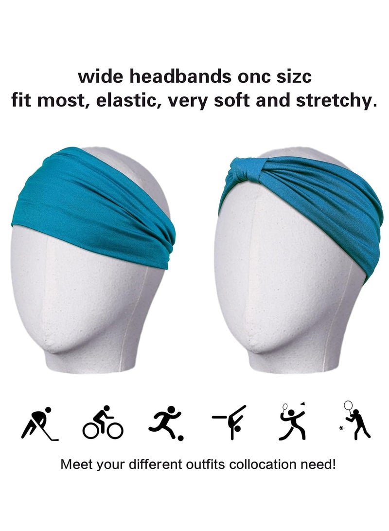 YelaJoy 6 Pack Wide Headbands for Women Non Slip Soft Elastic Hair Bands Yoga Running Sports Workout Gym Head Wraps, Knotted Cotton Cloth African Turbans Bandana (with 6 Pcs Hair Ties) - Image 3