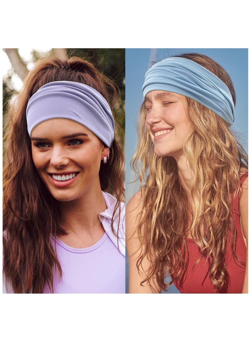 YelaJoy 6 Pack Wide Headbands for Women Non Slip Soft Elastic Hair Bands Yoga Running Sports Workout Gym Head Wraps, Knotted Cotton Cloth African Turbans Bandana (with 6 Pcs Hair Ties) - Image 5