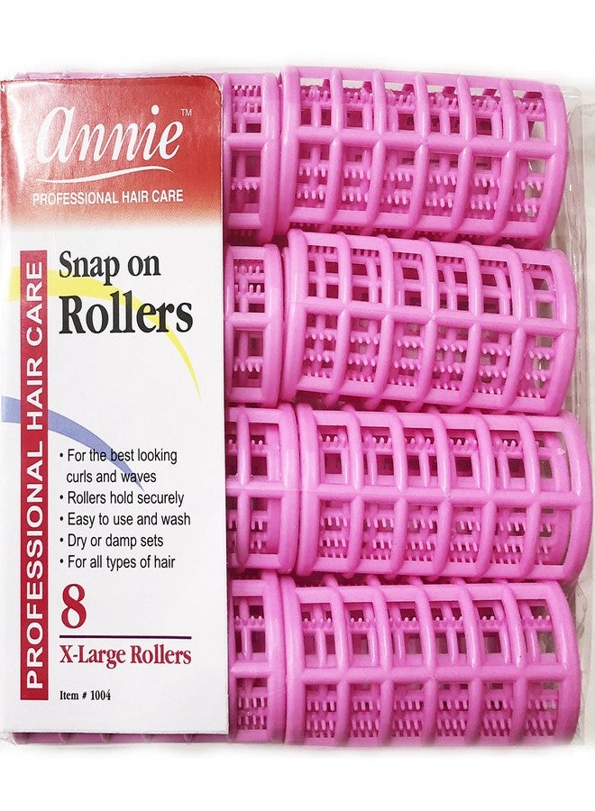 Annie Snap on Rollers #1004, 8 Count Pink X-Large 1-1/8 Inch (2 Pack)