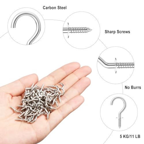 RELBRO 1/2 Inch Small Screw Hooks, Mini Metal Twist in Hooks, Silver, 100 Pcs - Image 4