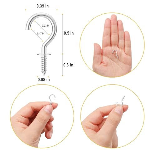 RELBRO 1/2 Inch Small Screw Hooks, Mini Metal Twist in Hooks, Silver, 100 Pcs - Image 3