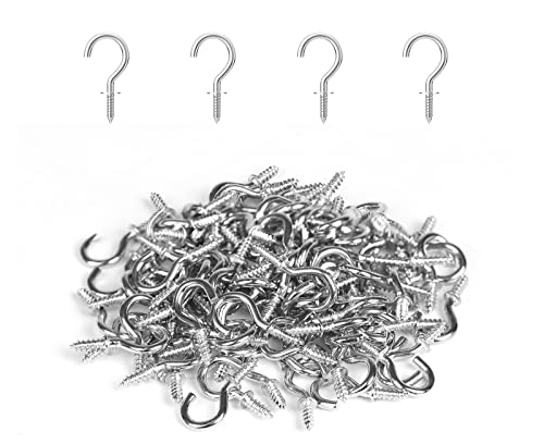 RELBRO 1/2 Inch Small Screw Hooks, Mini Metal Twist in Hooks, Silver, 100 Pcs - Image 1
