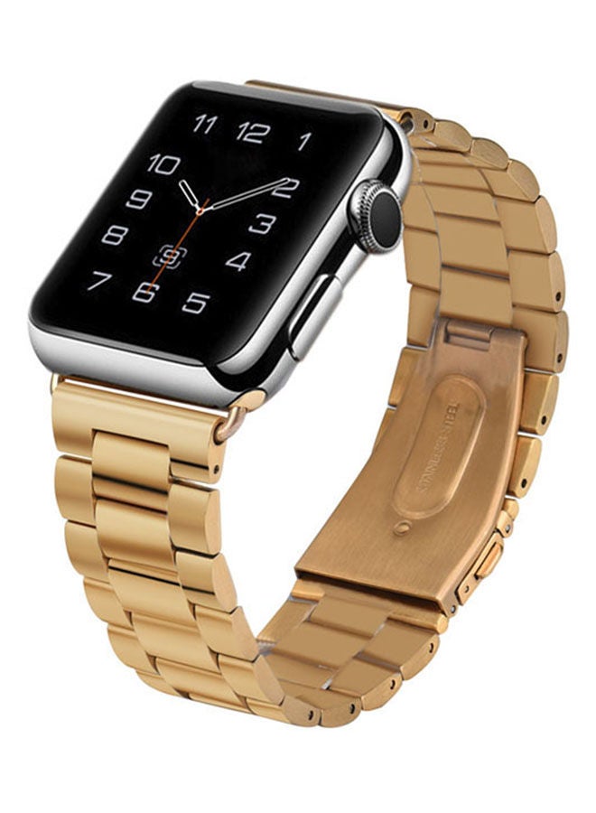 NIBEMINENT Replacement Band For Apple Watch Series 3/2/1 With Case Cover And Adapter Gold - Image 4