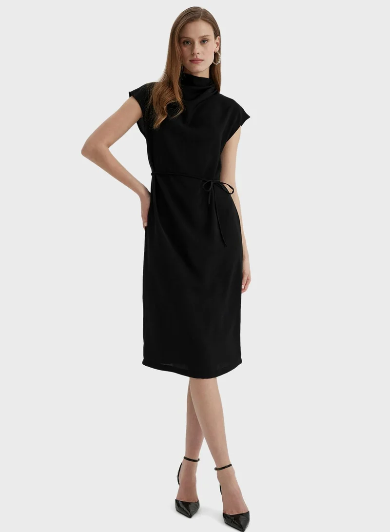 DeFacto Belted Turtleneck Dress