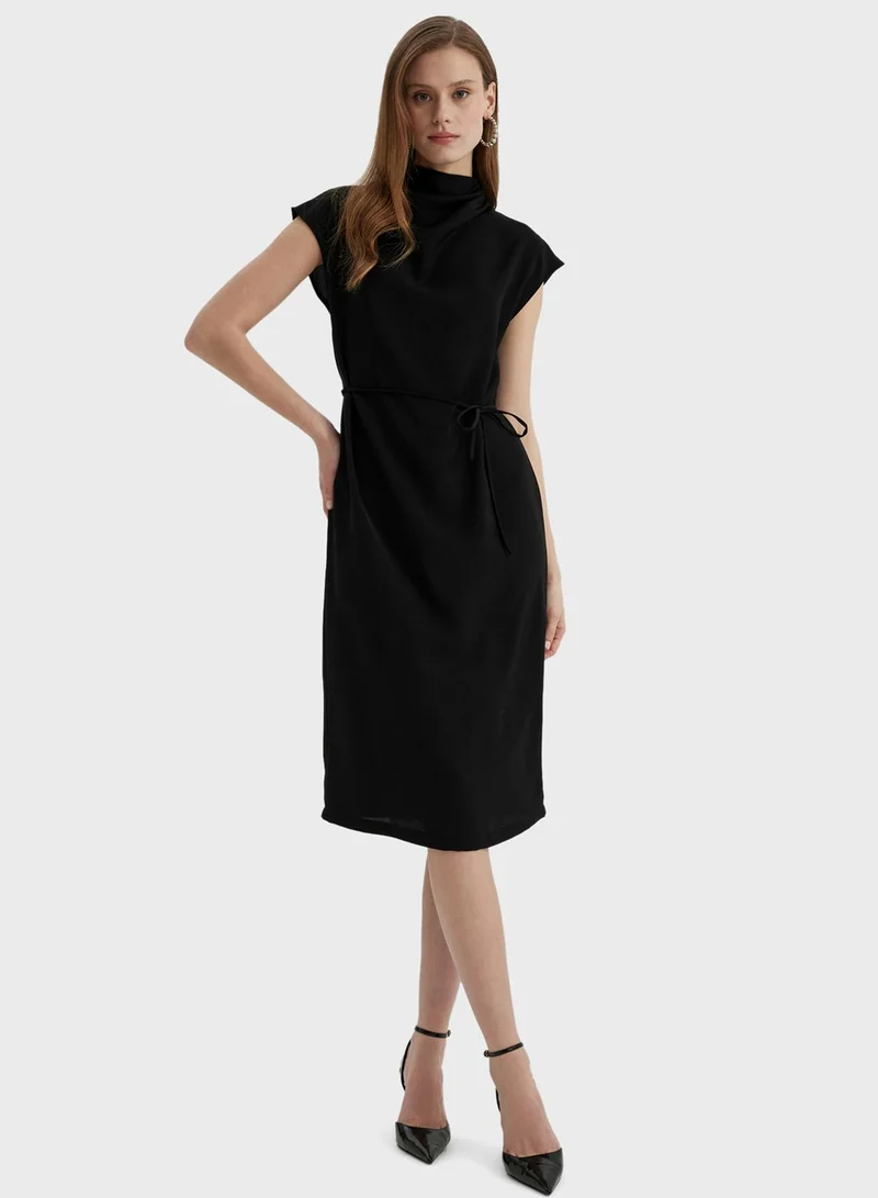 DeFacto Belted Turtleneck Dress