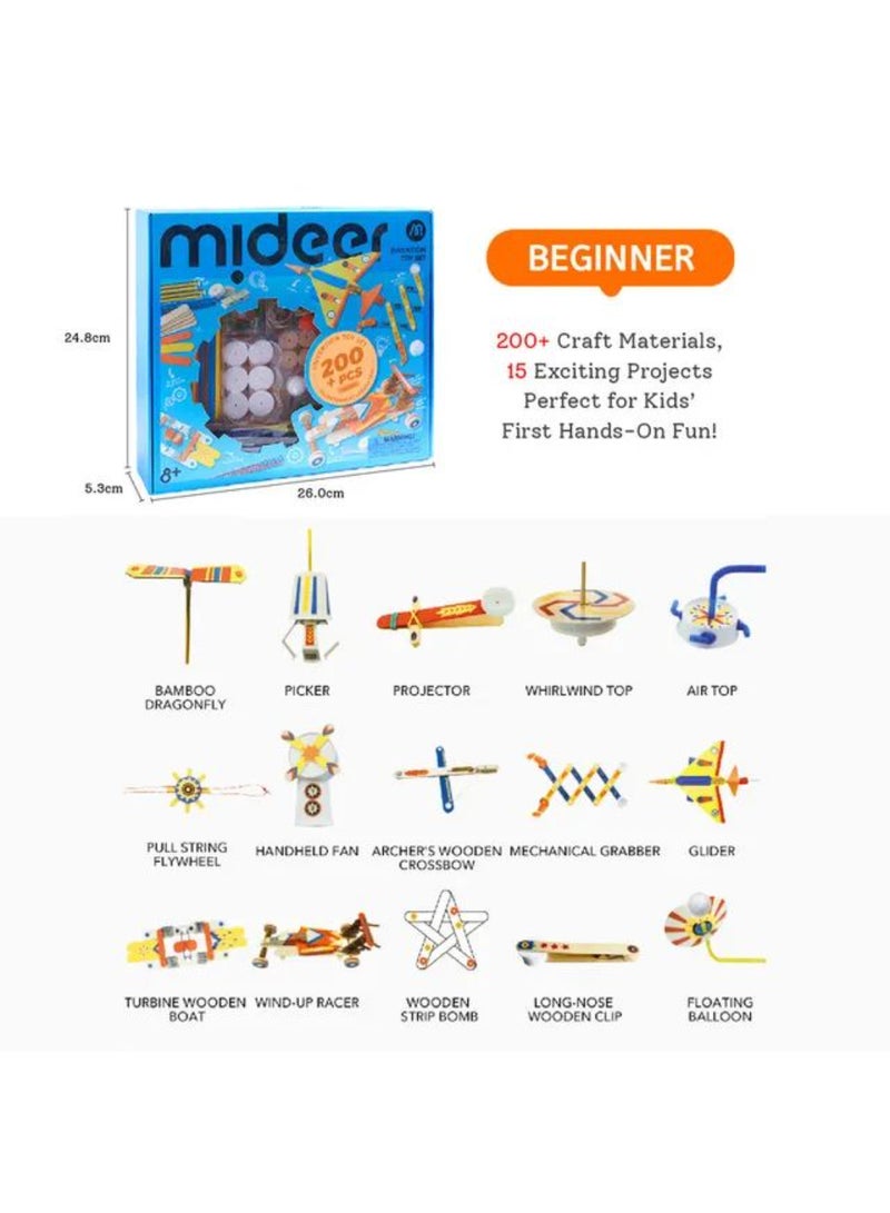MiDeer Beginner Invention DIY Kit – Enlightenment Laboratory | 200+ Craft Materials & 15 STEM Projects | Kids’ Invention Toy Set with Illustrated Guide & Storage Box | Creative Educational Gift  - Image 1