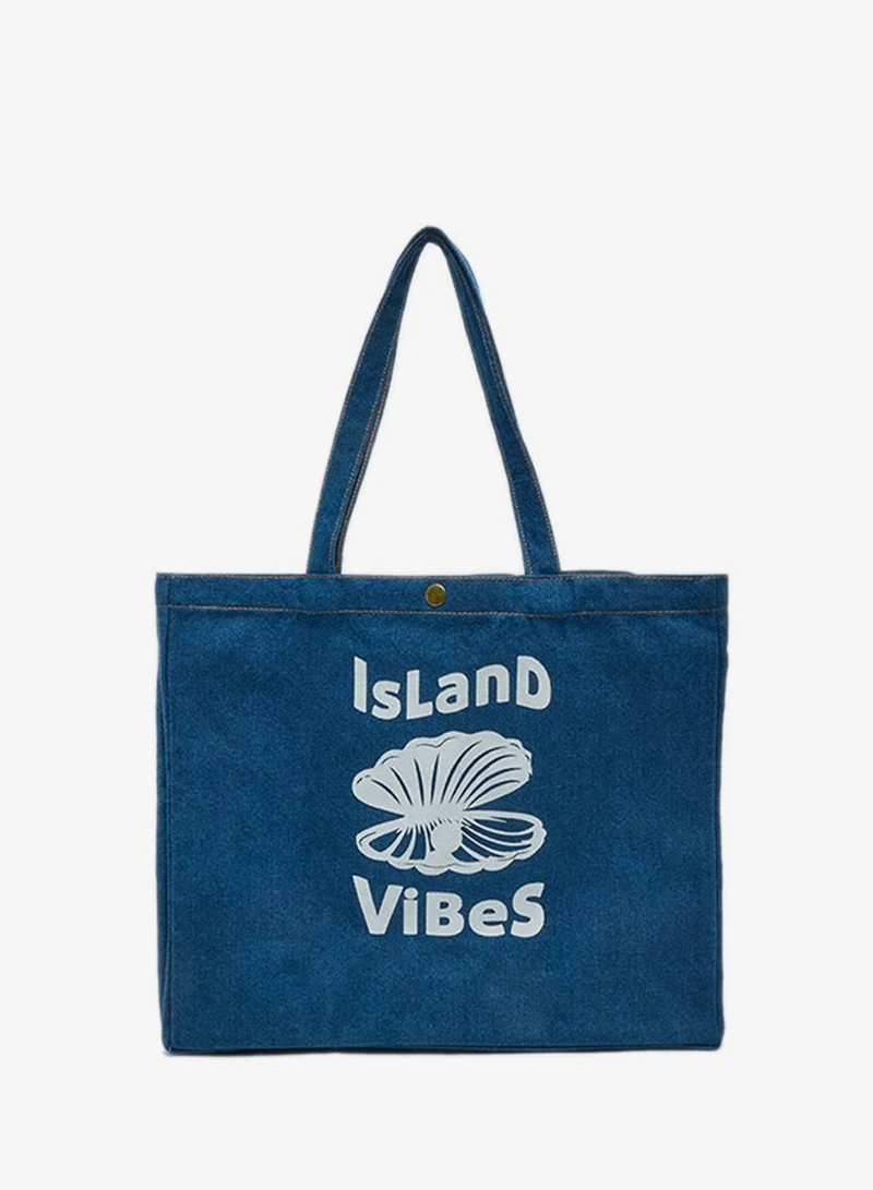Printed Denim Shoulder Bag