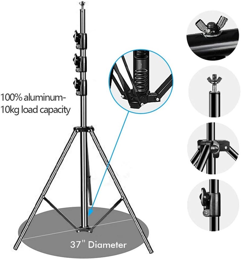 SLOW DOLPHIN 10 x 10Ft Photo Video Studio Heavy Duty Adjustable Muslin Backdrop Stand Background Support System Kit for Photography with Carrying Bag 8 Pcs Clip Clamps - Image 2
