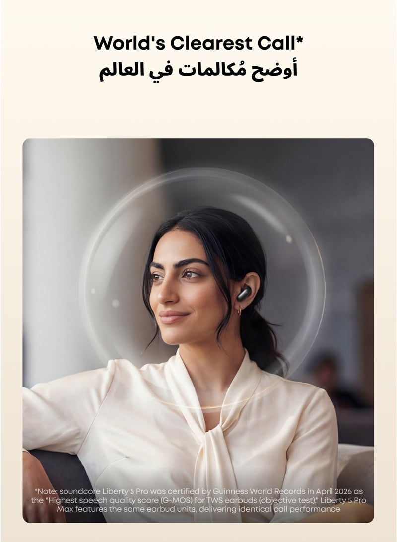 Soundcore Anker soundcore Liberty 5 Pro Max, AI Note-Taker, Whisper-Clear Calls, Noise Cancelling Wireless Earbuds, 1.78" AMOLED Display, 5 Mins Charge = 4 Hrs Playtime,  AI Meeting Transcription for Business Midnight Black - Image 4
