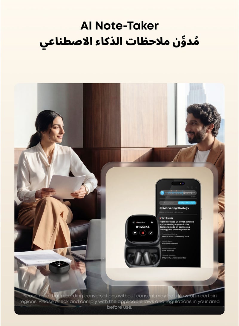 Soundcore Anker soundcore Liberty 5 Pro Max, AI Note-Taker, Whisper-Clear Calls, Noise Cancelling Wireless Earbuds, 1.78" AMOLED Display, 5 Mins Charge = 4 Hrs Playtime,  AI Meeting Transcription for Business Midnight Black - Image 5