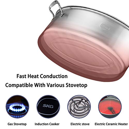 Eglaf 8Qt Stainless Steel Fish Steamer - Multi-Use Oval Cookware with Rack, Ceramic Pan, Chuck - Stockpot for Steaming Fish, Boiling Soup - Image 4