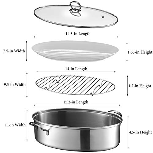 Eglaf 8Qt Stainless Steel Fish Steamer - Multi-Use Oval Cookware with Rack, Ceramic Pan, Chuck - Stockpot for Steaming Fish, Boiling Soup - Image 2
