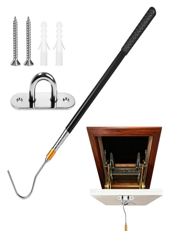 AIUWIZO Attic Pull Down Hook, 63-Inch Telescopic Attic Pull Down Rod, Premium Stainless Steel Hook, Extendable Attic Ladder Pull Down Pole System Kit - Image 1