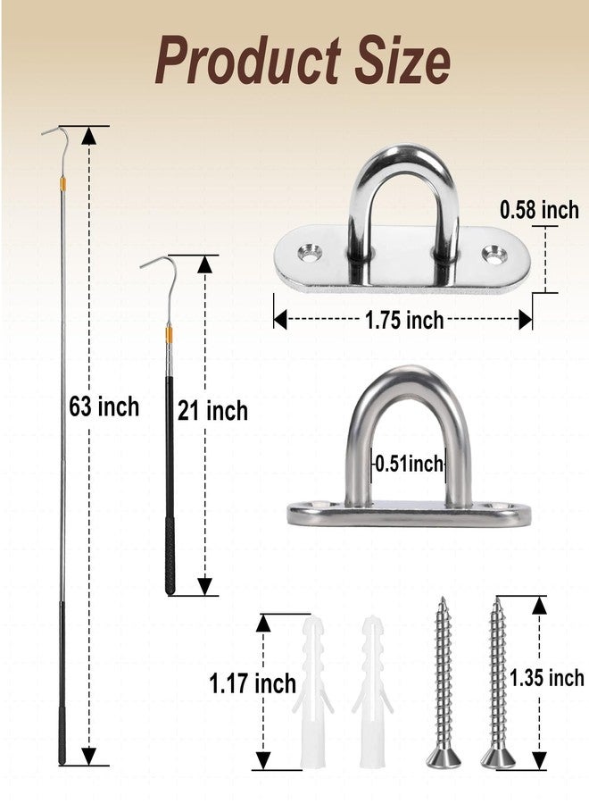 AIUWIZO Attic Pull Down Hook, 63-Inch Telescopic Attic Pull Down Rod, Premium Stainless Steel Hook, Extendable Attic Ladder Pull Down Pole System Kit - Image 4