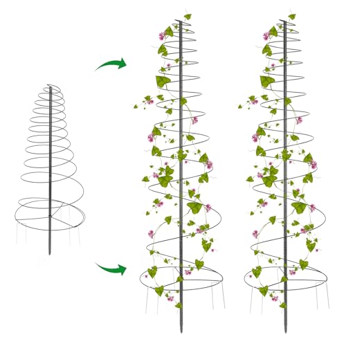 Daneried Trellis for Climbing Plants Outdoor,2 Pack Plants Trellis 44 inch Support Metal Garden Trellis for Plants Flowers Light Vegetables Vine Support - Image 1