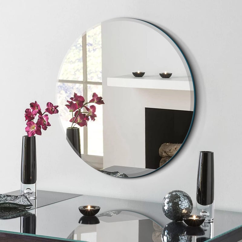 SEVEN HORSES Round Shape Glass Framed Mirror For Bathroom Washbasin For Wall Medium - Image 1