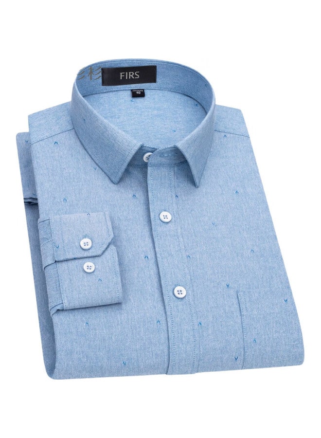 FIRS Men'S Long Sleeve Shirt Autumn Middle-Aged Business Formal Casual Shirt 7188-3 Green (Long Sleeve) Size 43 - Image 3