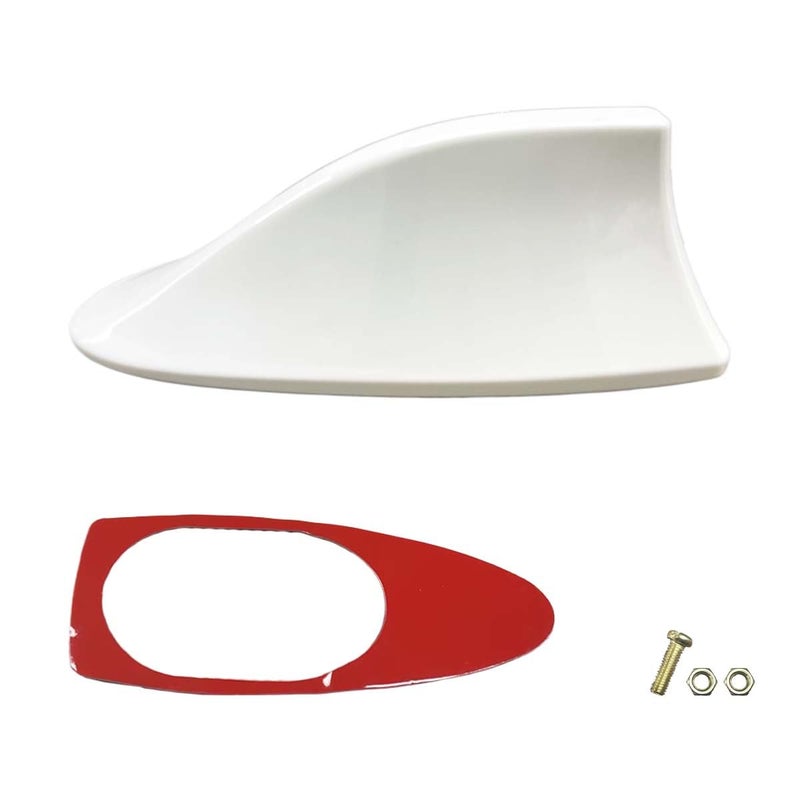 LHDOS Car Shark Fin Antenna Cover Plastic Automotive Signal Roof Aerial Cover with Adhesive Tape Universal Roof Mount Antenna Replacement Vehicle Decorative Cover for Car Truck SUV White - Image 3